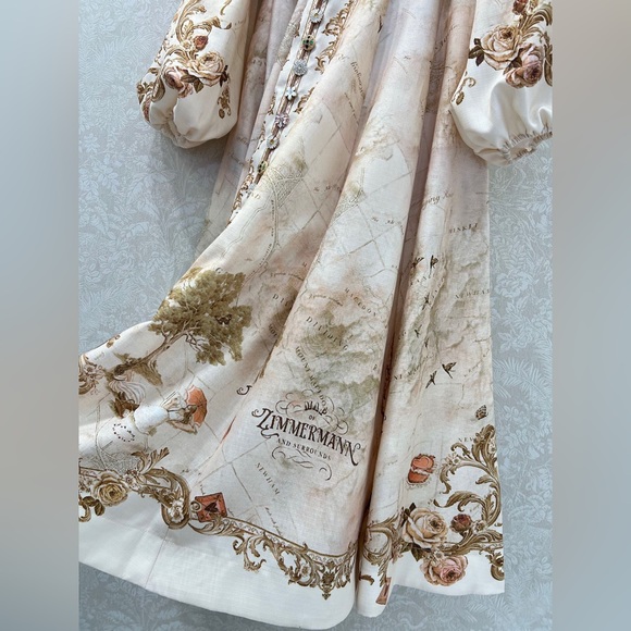 Zimmermann Cream and Gold Long Sleeve Dress - Picture 7 of 8
